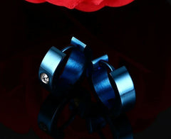 Stainless Steel  Mens Blue  Hoop Earrings