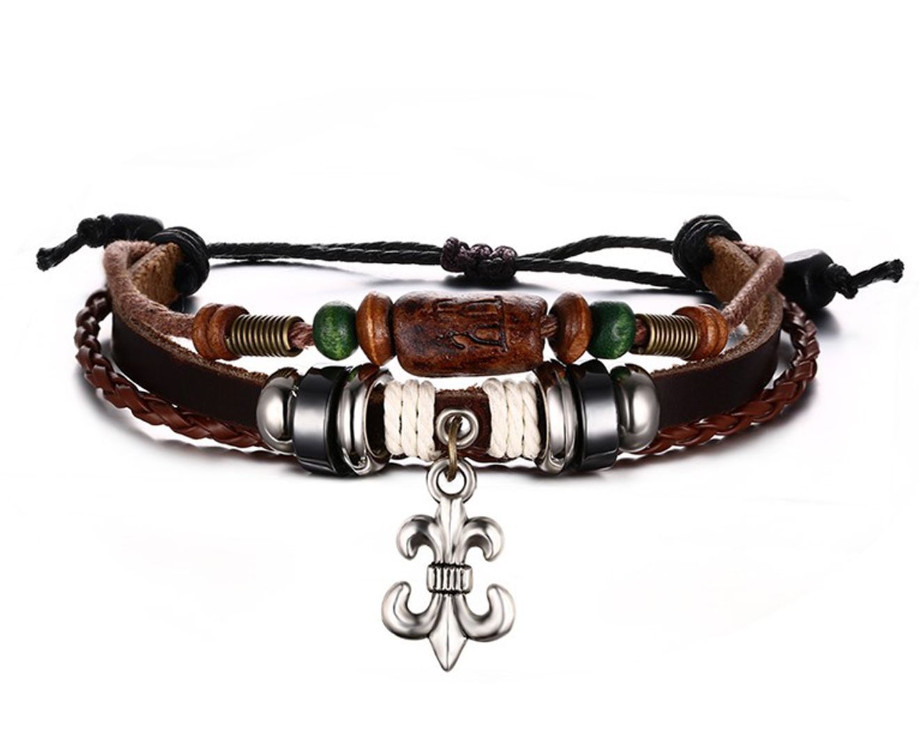 Unisex Brown Genuine Leather Anchor Bracelets