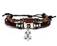 Unisex Brown Genuine Leather Anchor Bracelets
