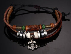 Unisex Brown Genuine Leather Anchor Bracelets
