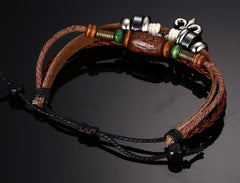 Unisex Brown Genuine Leather Anchor Bracelets