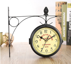 Vintage Double Sided Wall Mounted Train Clock