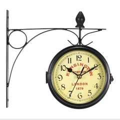 Vintage Double Sided Wall Mounted Train Clock