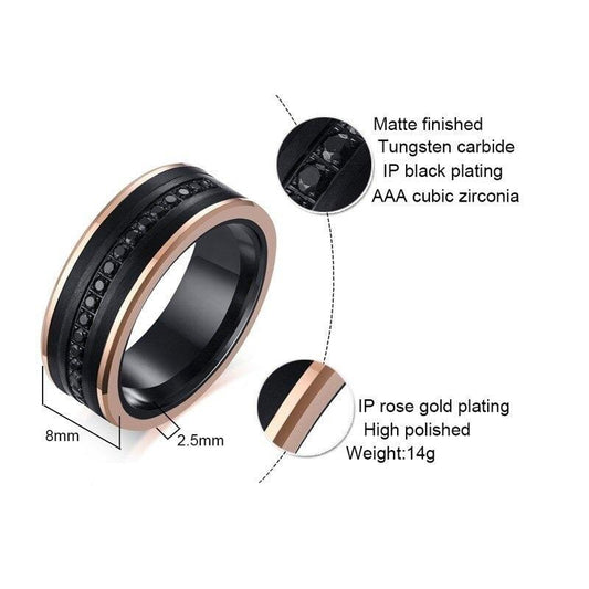 Black Rose  Gold Tungsten Carbide Wedding Ring for Men