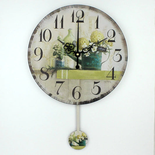 Floral  Pendulum Wall clock Quiet, Non-Ticking.