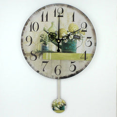 Floral  Pendulum Wall clock Quiet, Non-Ticking.