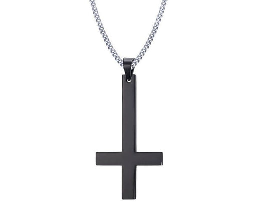 Stainless Steel Inverted Cross  Pendant Necklace