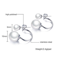 Stainless Steel Pearl Stud Earrings