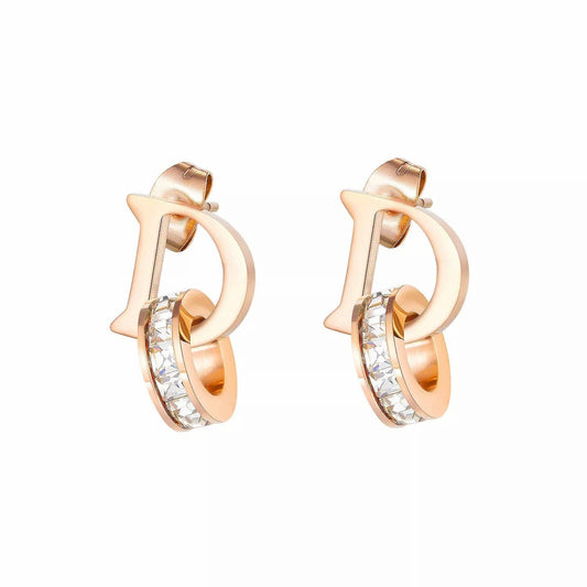 Stainless Steel Rose Gold Drop Earrings