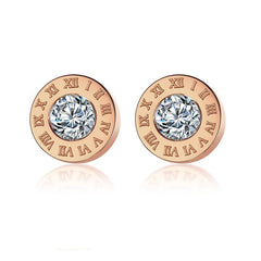 Stainless Steel Round Cz Solitaire Stud Earrings