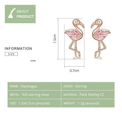 Rose Gold Flamingo Stud Earrings