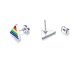 LGBT Pride Steel Triangle Rainbow Stud Earrings