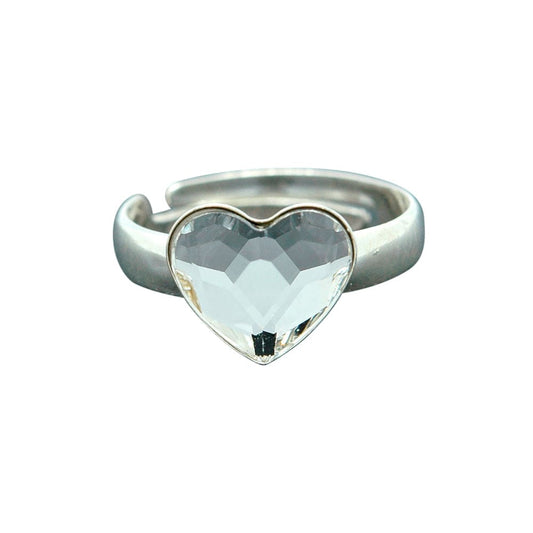 Silver Heart Crystal Ring