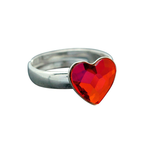 Silver Heart Light Siam Ring