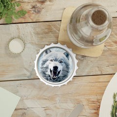 White Wolf Magnetic  Bottle Opener