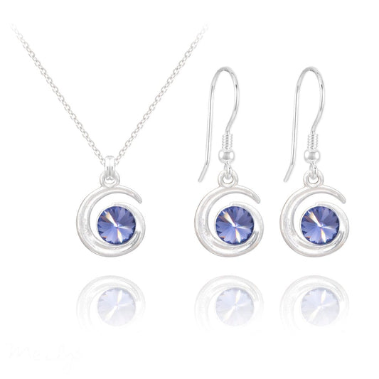 Tanzanite Spiral Fine Silver Jewellery Set