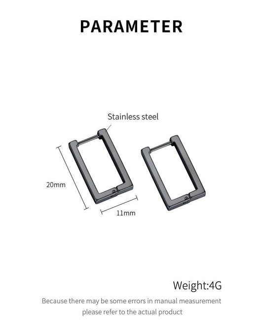 Stainless Steel Rectangular Hoop Earrings