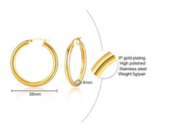 Stainless Steel Simple Hoop Earrings For Ladies