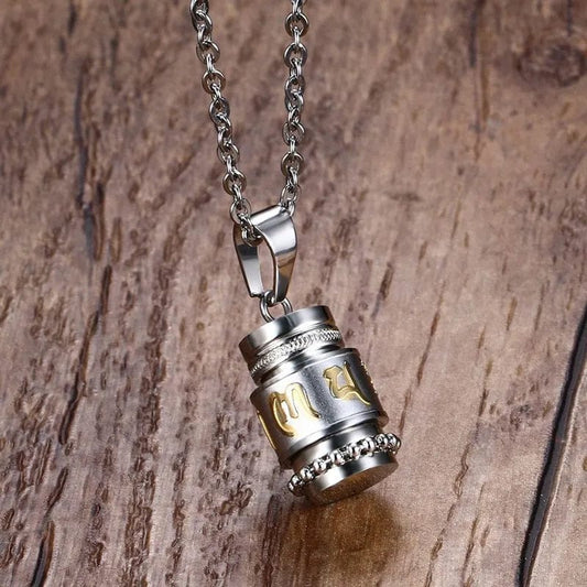 Steel Men Religion Spinner Necklace