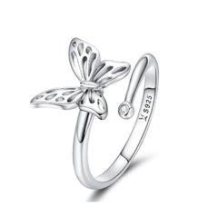 Silver Vintage Butterfly Ring