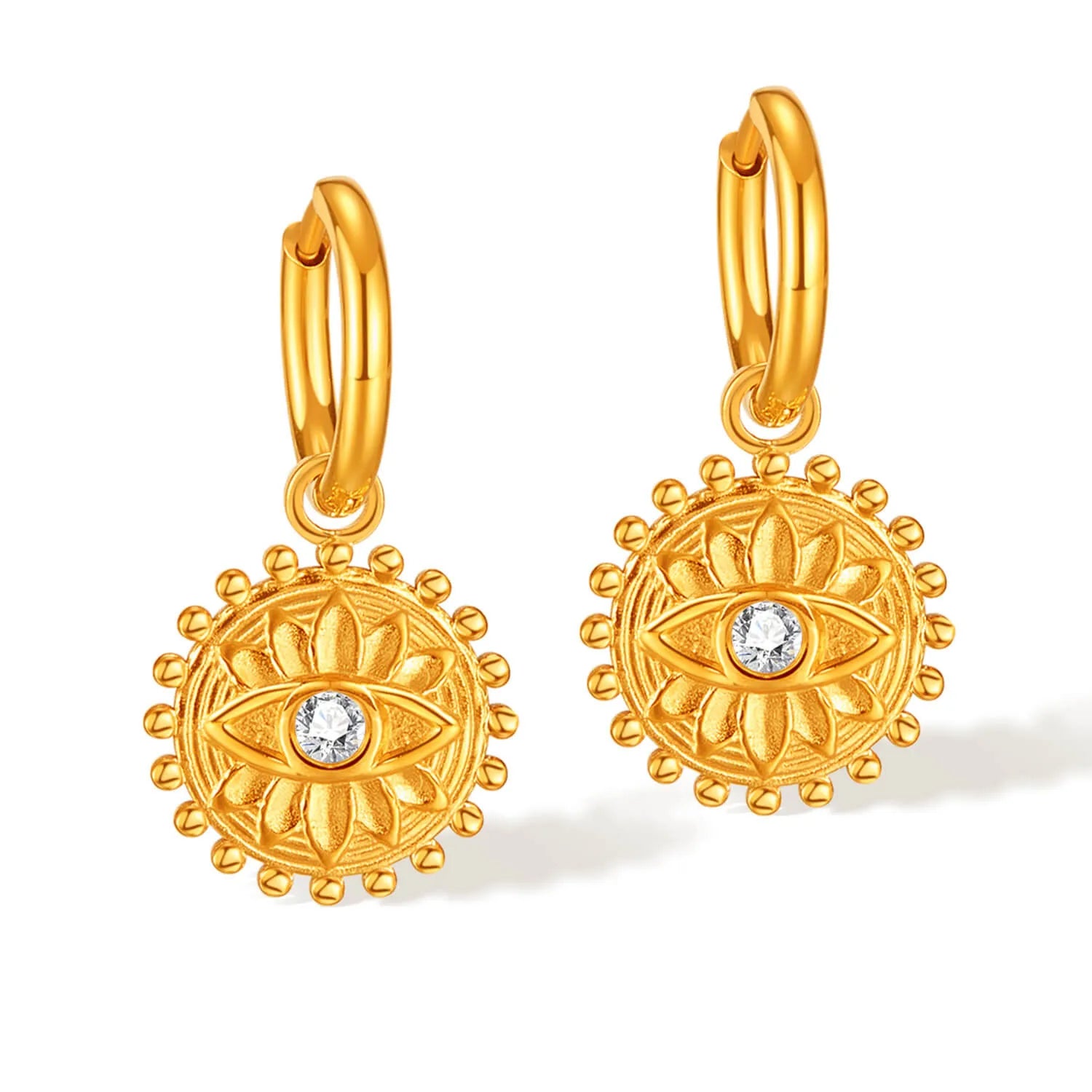 Steel Evil Eye Hoop Earrings