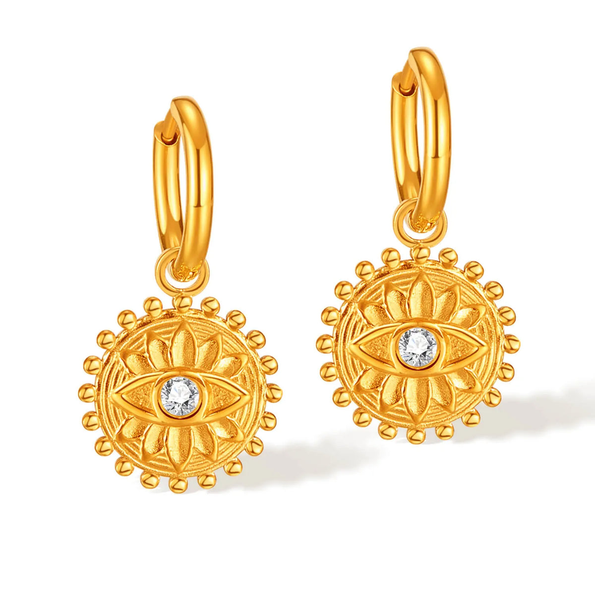 Steel Evil Eye Hoop Earrings