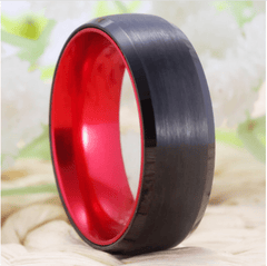 Tungsten  Black Red Wedding Ring