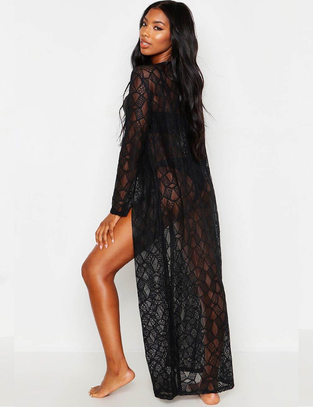 Ladies Lace Diamond Print Cardigan