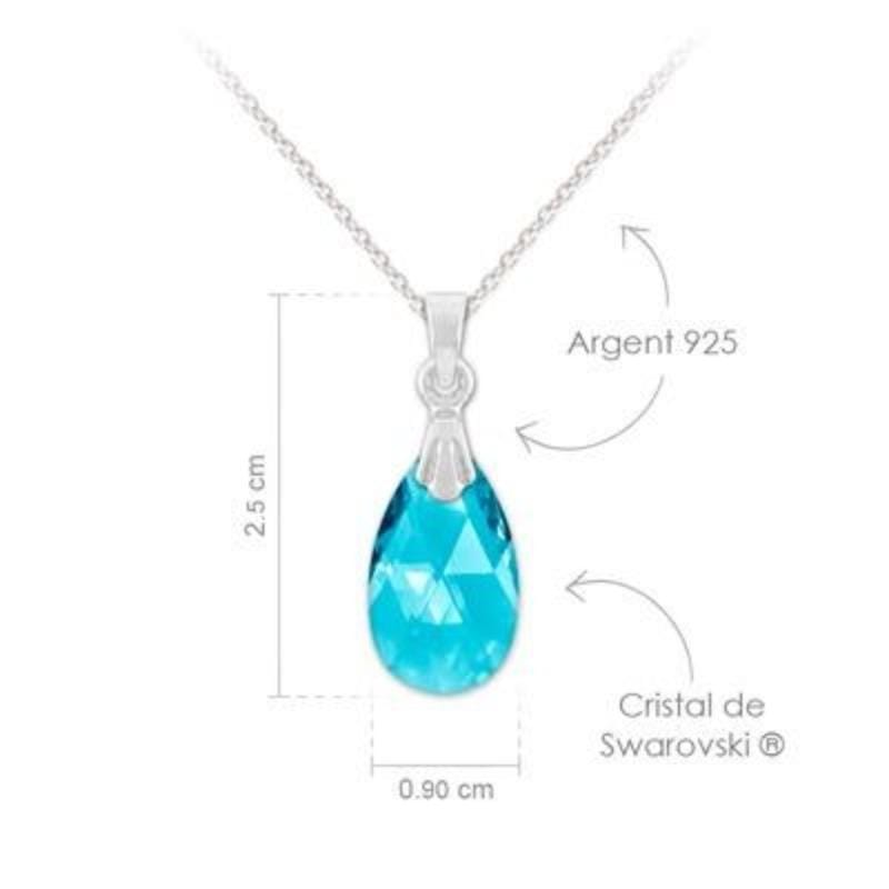  Silver Pear Aquamarine Necklace 