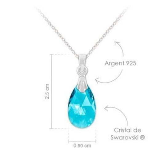  Silver Pear Aquamarine Necklace 