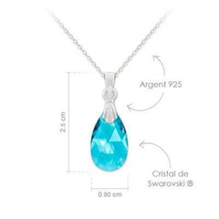  Silver Pear Aquamarine Necklace 