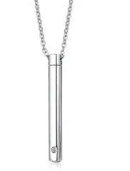 Steel Cylinder Cremation Urn  Necklace
