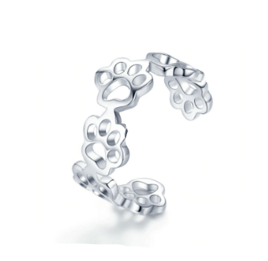 Silver Paw Print Ring