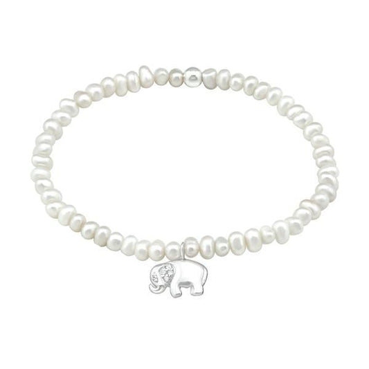 Fresh Water Pearl and Silver Elephant  Bracelet