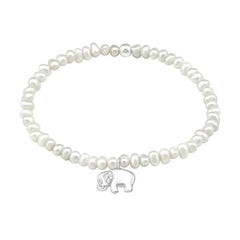 Fresh Water Pearl and Silver Elephant  Bracelet