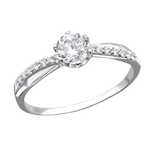 Sterling Silver Engagement Ring with Cubic Zirconia