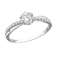 Sterling Silver Engagement Ring with Cubic Zirconia