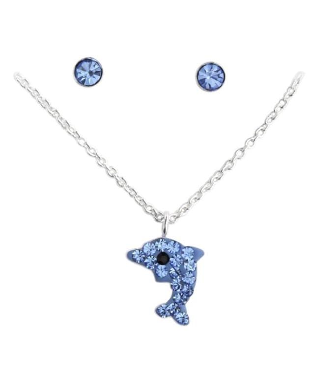 Sterling Silver Kids Dolphin Jewellery Set