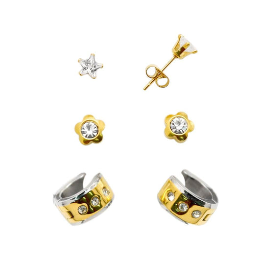 Gold Surgical Steel Mix  Earrings Set
