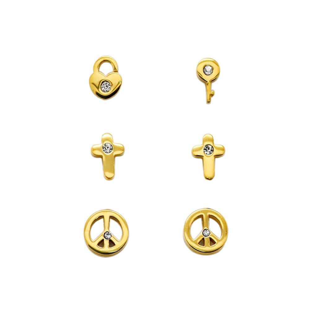 Steel Gold  Mixed Earrings Set