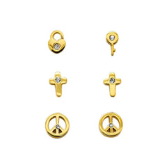 Steel Gold  Mixed Earrings Set