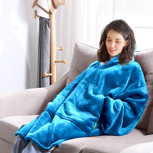 Sherpa Oversized Hoodie | Plush Fleece (Blue)