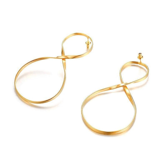 Stainless Steel Gold Dangle Ladies Earrings
