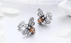 Silver and Gold Bee Earrings