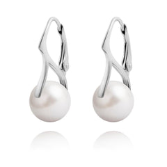 Nacreous Swarovski Crystal Pearl 10mm Silver Earrings - White