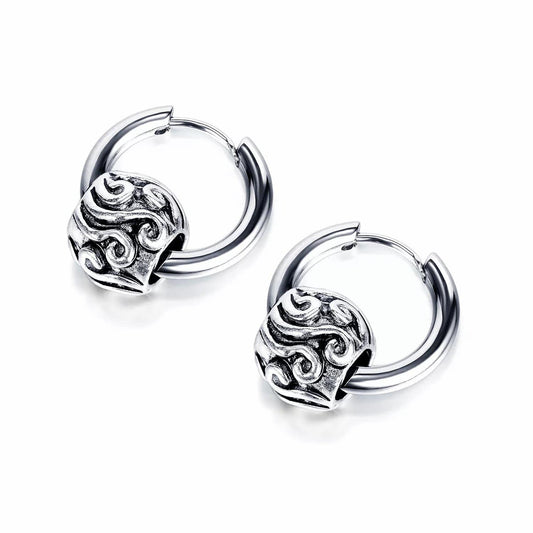 Stainless Steel Men's Vintage Hoop Earrings