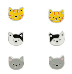 Silver Animal Earrings Set for Kids