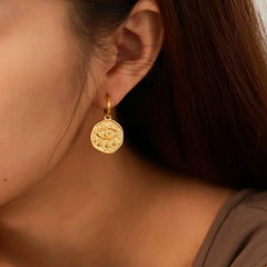 Steel Gold  Evil Eye Hoop Earrings