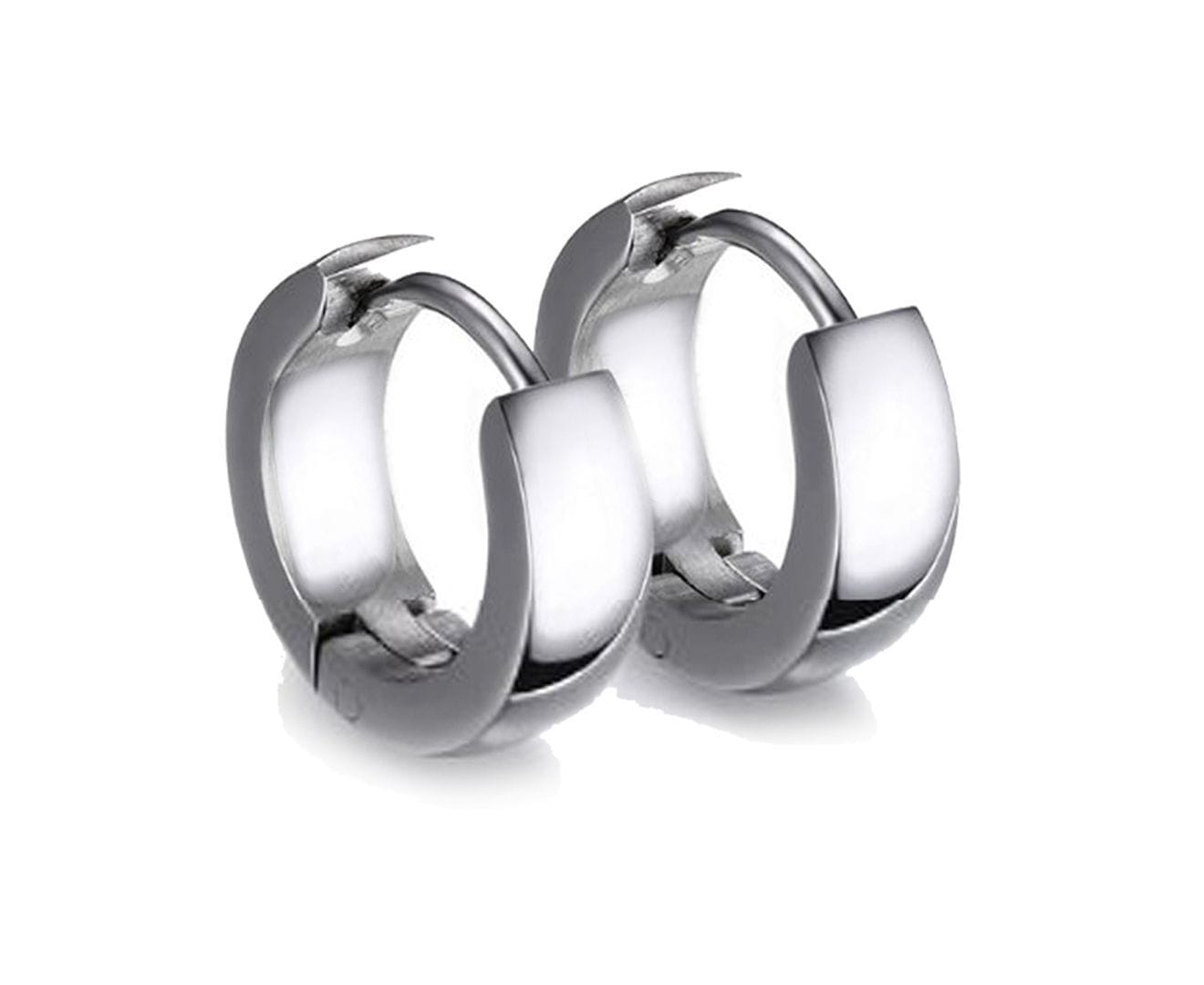 Stainless Steel Mens Hoop Earrings Sliver