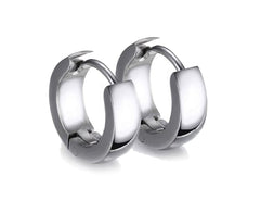 Stainless Steel Mens Hoop Earrings Sliver